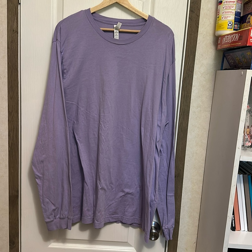 Purple long sleeve tshirt with saying on back